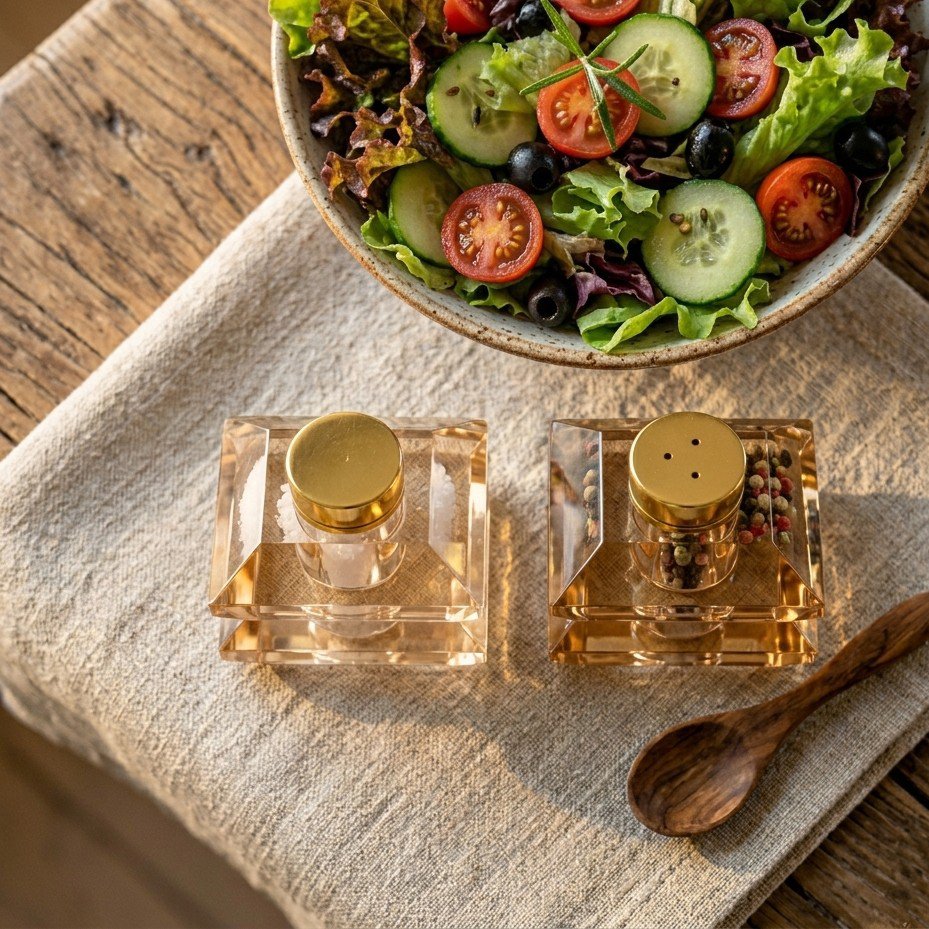 Designer-Salz- und Pfefferstreuer aus bernsteinfarbenem Glas - Pimis Living