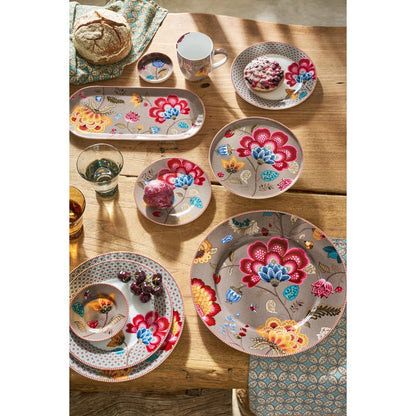 Set/4 Napkins Blooming Tales Bustani Khaki-Blue 40x40cm - Pimis Living