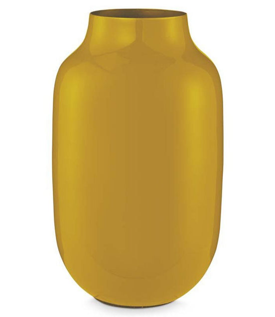 Vase Metal Oval Yellow 30cm