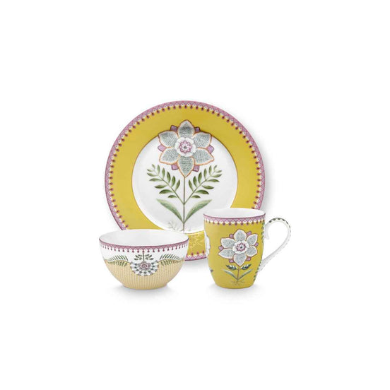 Set/3 Breakfast Set Lily&Lotus Yellow