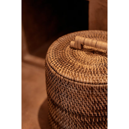 Der Rattan-Mülleimer niedrig – Naturbraun - Pimis Living