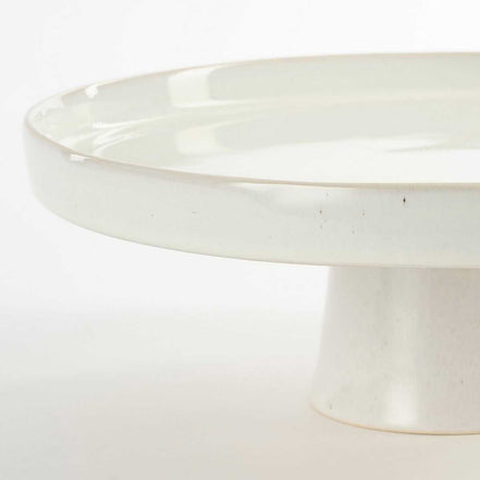 Soporte para tartas con forma de mapache – Alto 11 x Ø28 cm – gres – blanco roto