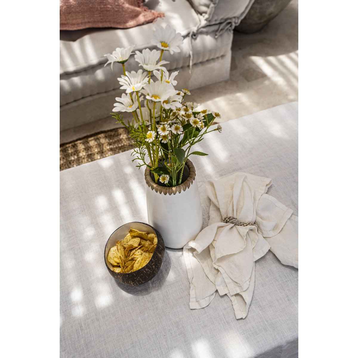Die Leinenserviette – Weiß Bazar Bizar Living