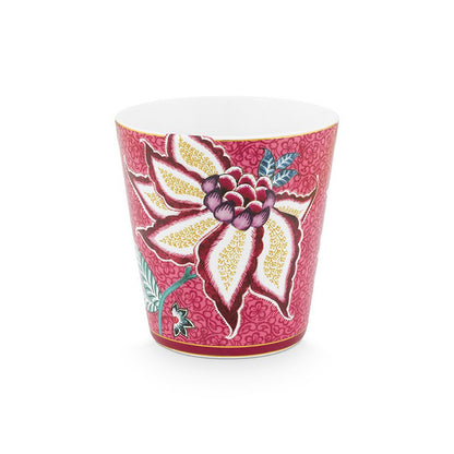 Giftset Mugs without Ear Oriental Flower Festival Dark Pink 230ml - Pimis Living