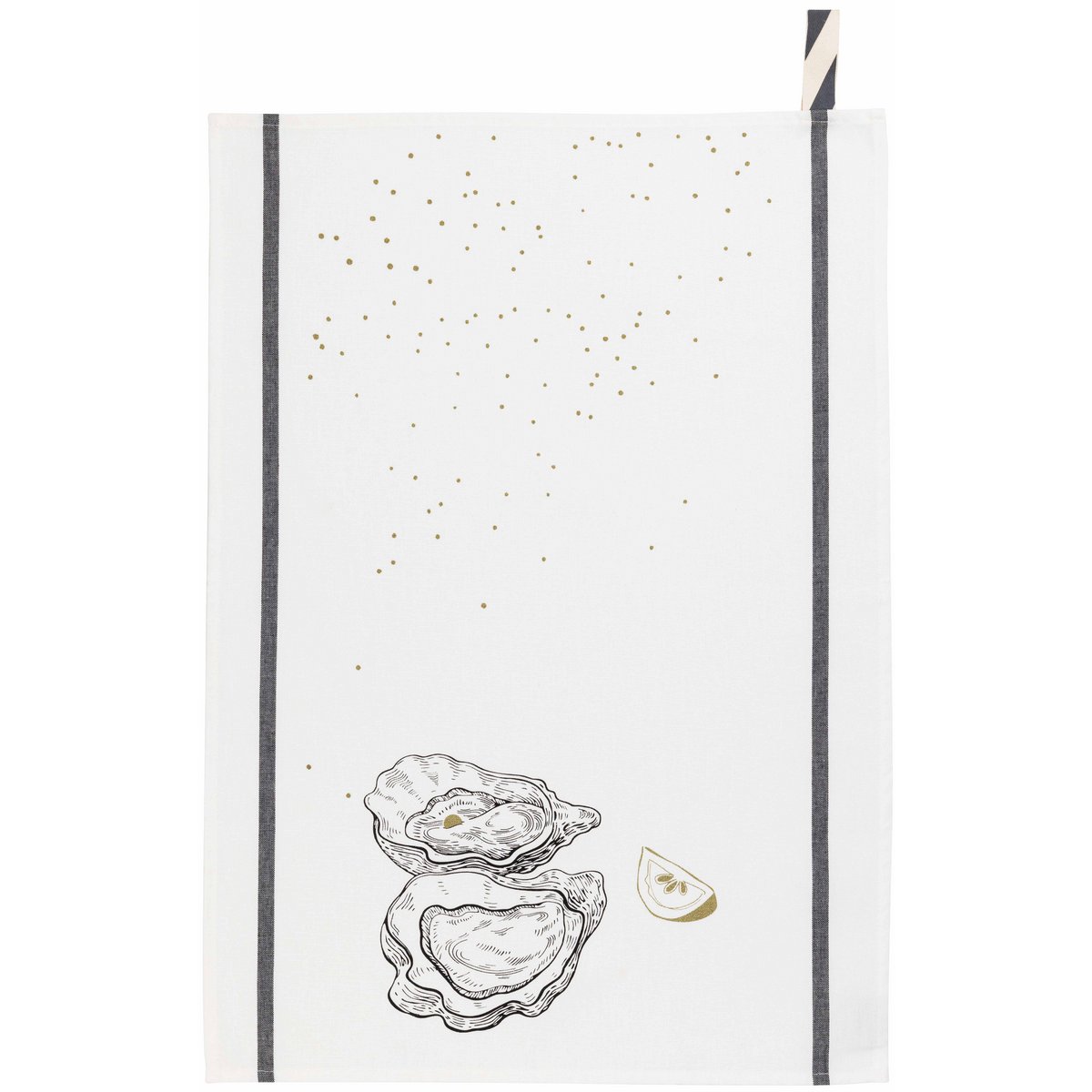 Torchon Huîtres et Citron Blanc 50 x 70