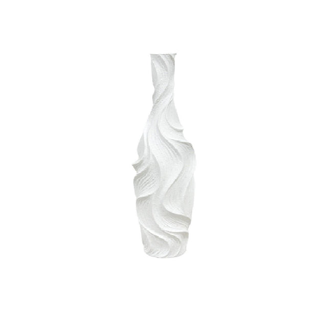 Matt weiße Vase in Polyresin 14x14x58cm AULICA