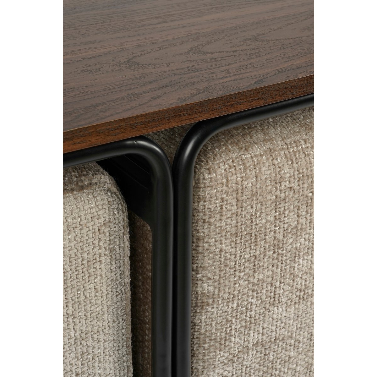 Couchtisch mit Poufs – 3-teilig – L79 x B45 x H41 cm – Hellgrau - Pimis living by Konceptpunkt