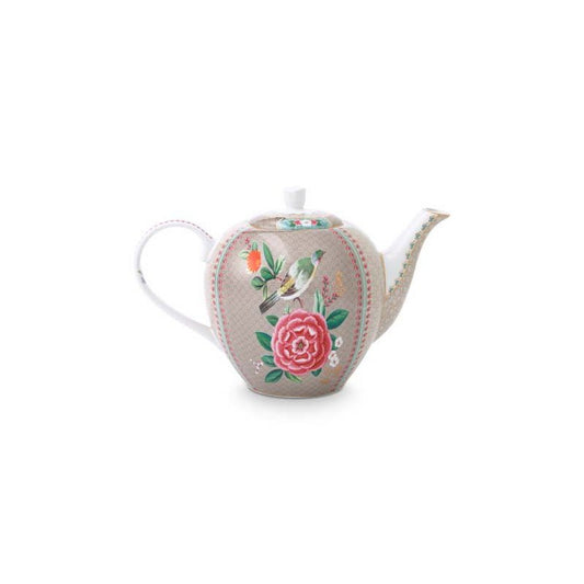 Tea Pot Large Blushing Birds Khaki 1.6ltr - Pimis Living