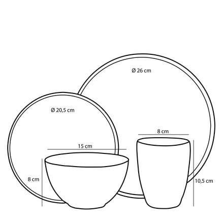 Tabo tableware set for 4 people - green