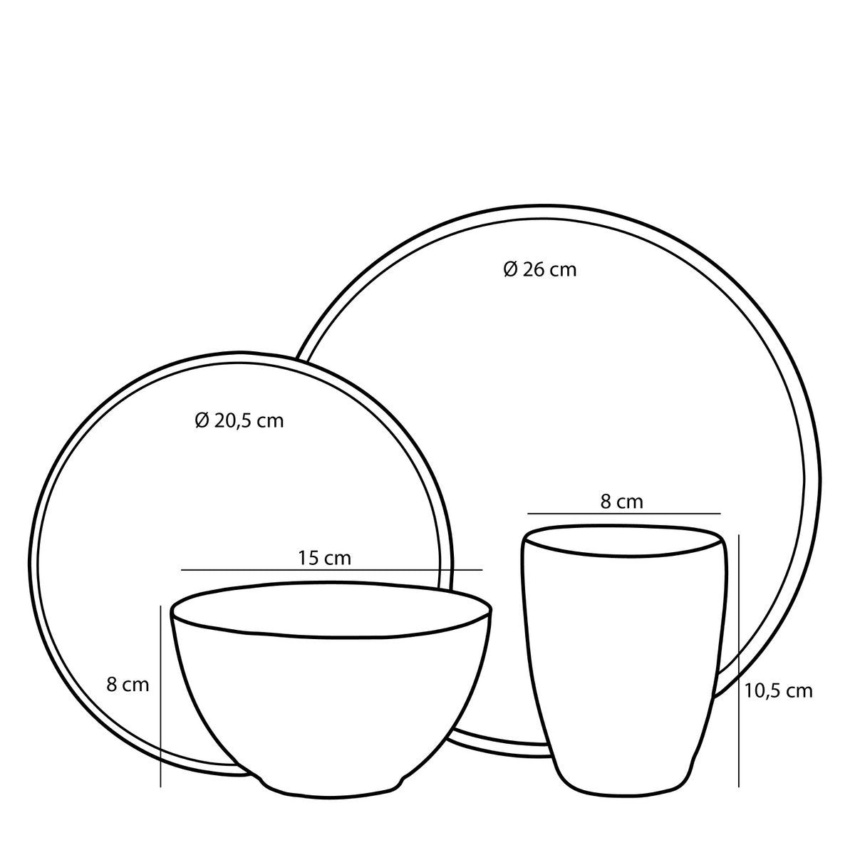 Tabo tableware set for 4 people - green