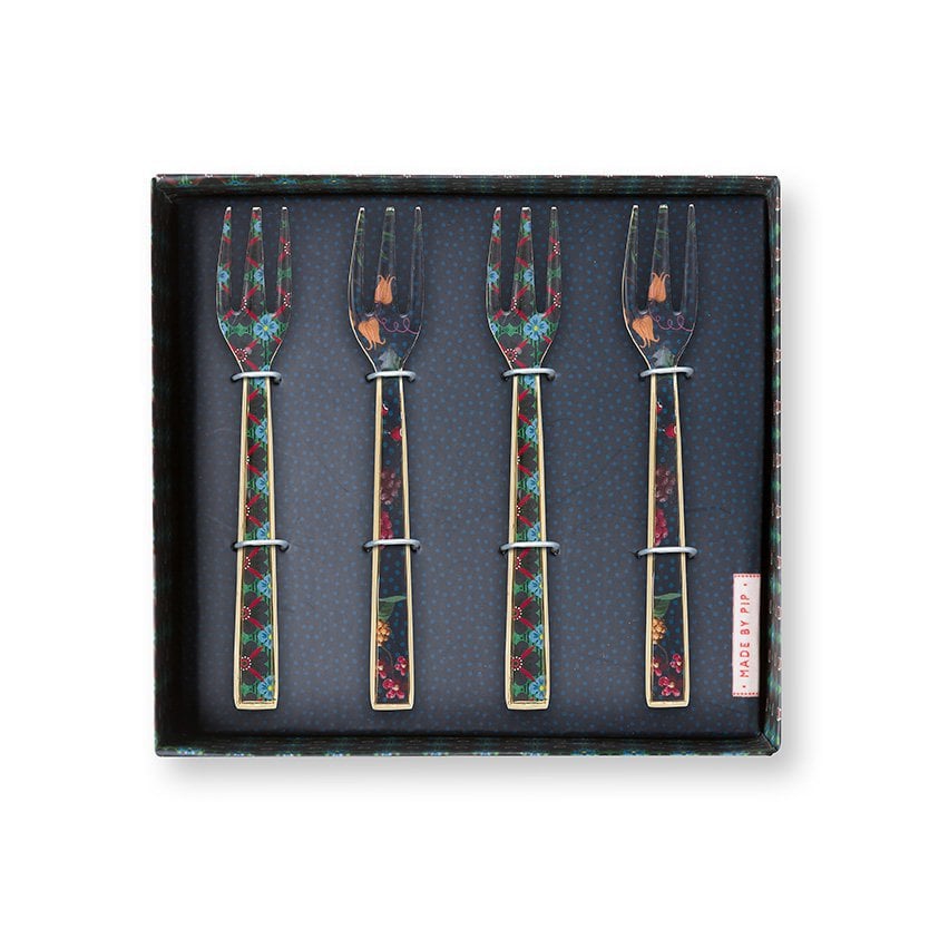 Set/4 Cake Forks Enamelled Berry Blues 14.5cm - Pimis Living