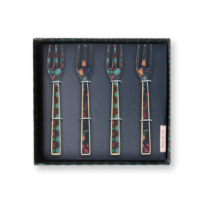 Set/4 Cake Forks Enamelled Berry Blues 14.5cm - Pimis Living
