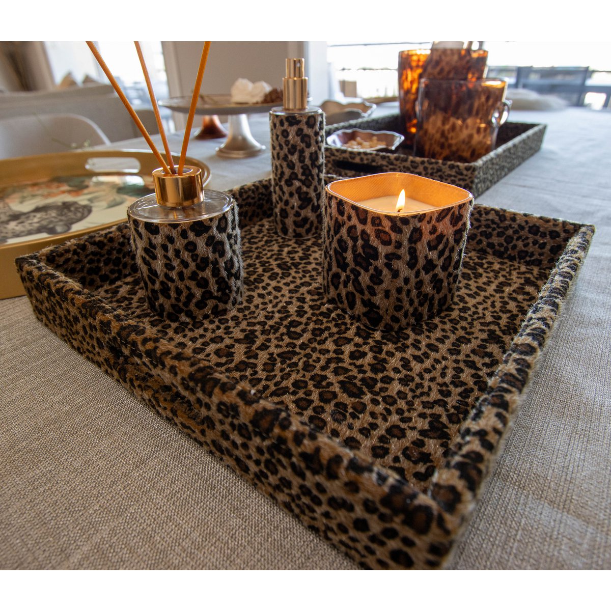 8x8x8cm Leoparden Glaskerze - Pimis Living