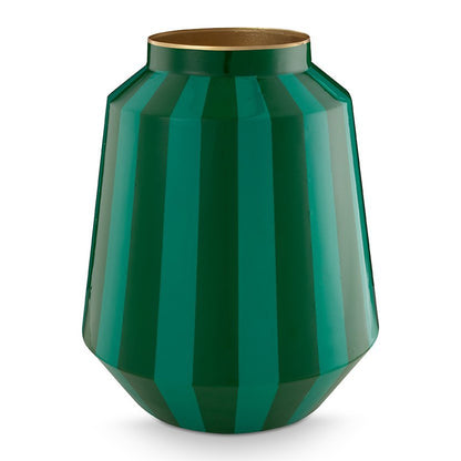 Vase Metal Stripes Green 24x29cm - Pimis Living