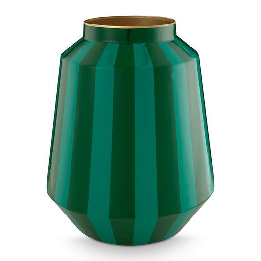 Vase Metal Stripes Green 24x29cm - Pimis Living