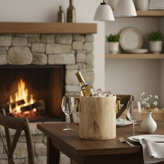 Champagnereimer in Weißgold Metall Gold 25x30x28 cm - Pimis Living