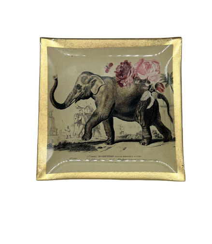 Teller "Elefant" Glas Beige mit Goldrand - Pimis living by Konceptpunkt