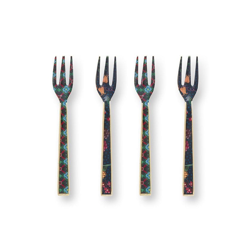 Set/4 Cake Forks Enamelled Berry Blues 14.5cm - Pimis Living