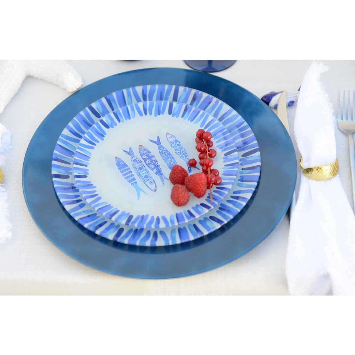 Blue Fish Dessertplatte 20x20x1,3 cm - Lose 6 AULICA