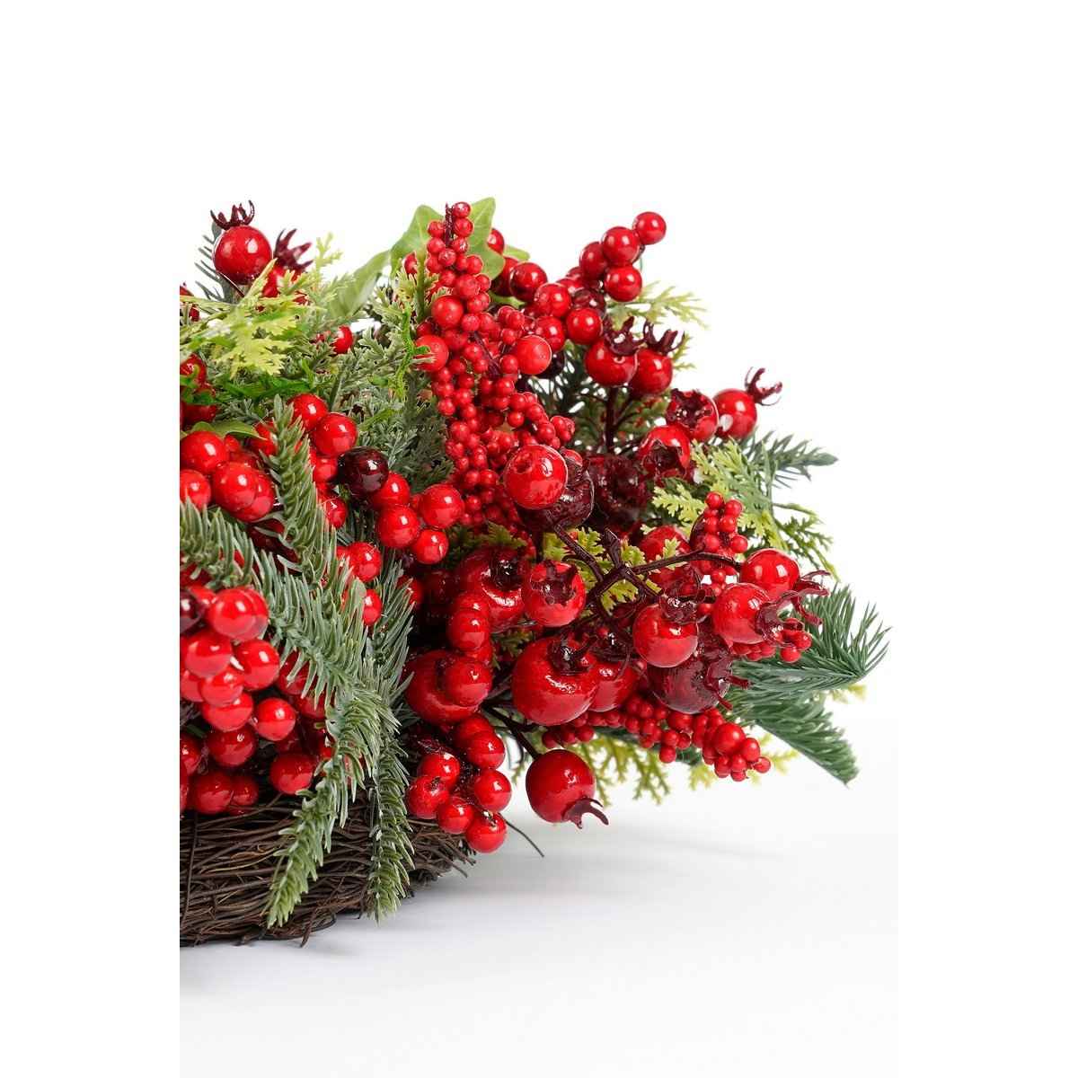 Norah Weihnachtskranz mit Kiefernkegeln - H13 x Ø50 cm - rot