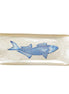 Vanille -Rechteckschale mit blauem Fisch 31.7x12.7x2,5 cm AULICA