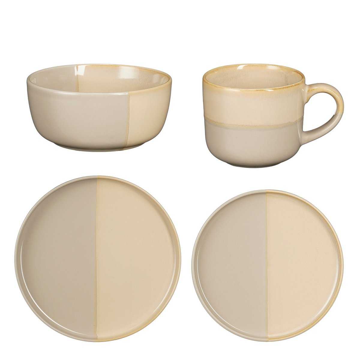 Ozi Set Set 4 Personen - Stein gut - grau - Pimis living by Konceptpunkt