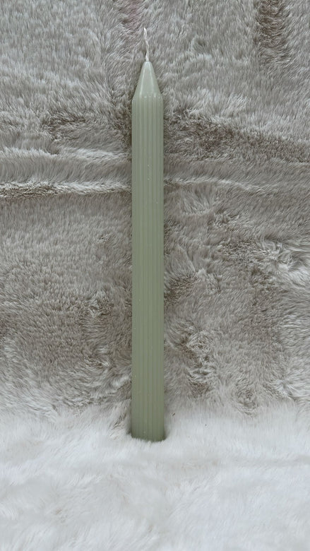 Stabkerze Hellgrau/ Grün gerillt Set mit 4 Stück