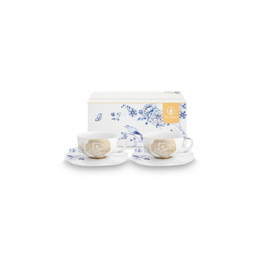 Set/2 Tea Cups & Saucers Royal White - Pimis Living