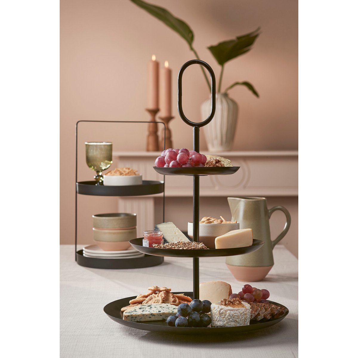 Rama Etagere 3-stöckig – H55 x Ø38 cm – Metall – Schwarz