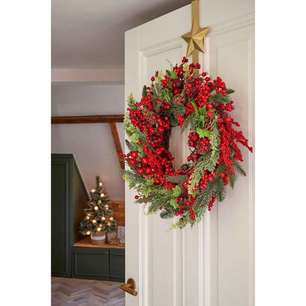 Norah Weihnachtskranz mit Kiefernkegeln - H13 x Ø50 cm - rot