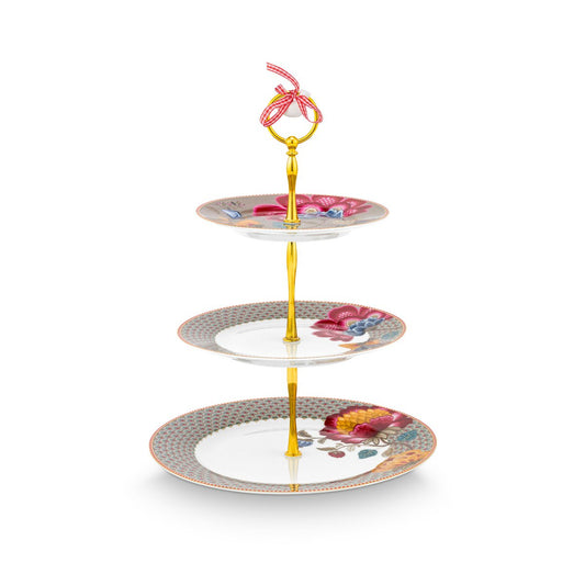 Cake Stand 3/Layers Blooming Tales Fantasy Khaki - Pimis Living