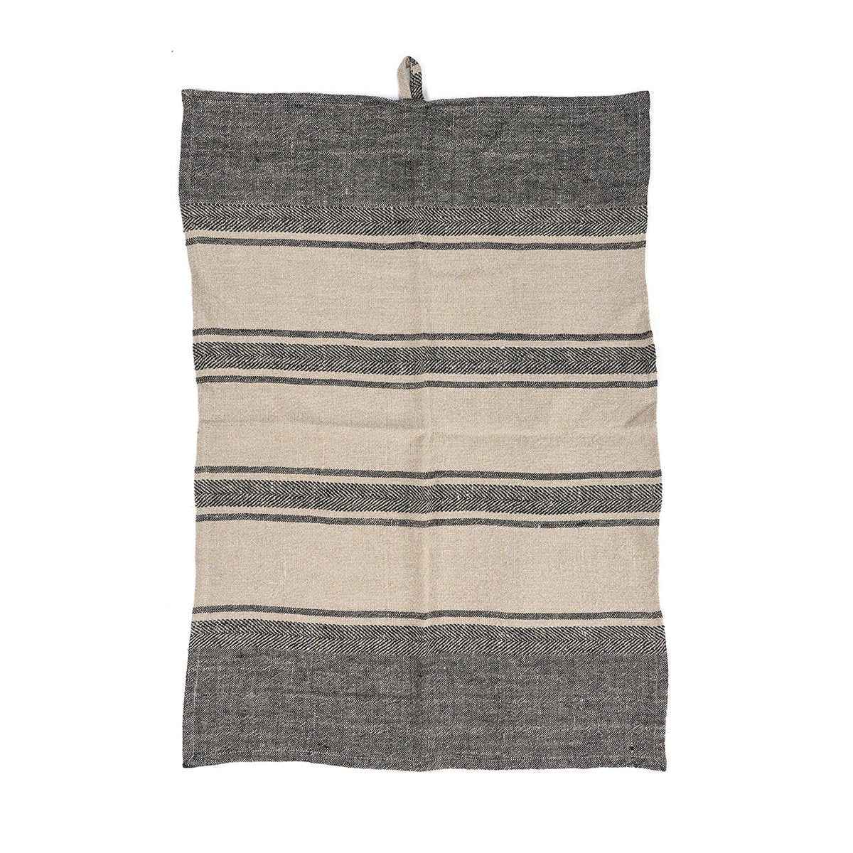 Das Linen Smudge Küchentuch – Naturschwarz – 50 x 70 Bazar Bizar Living
