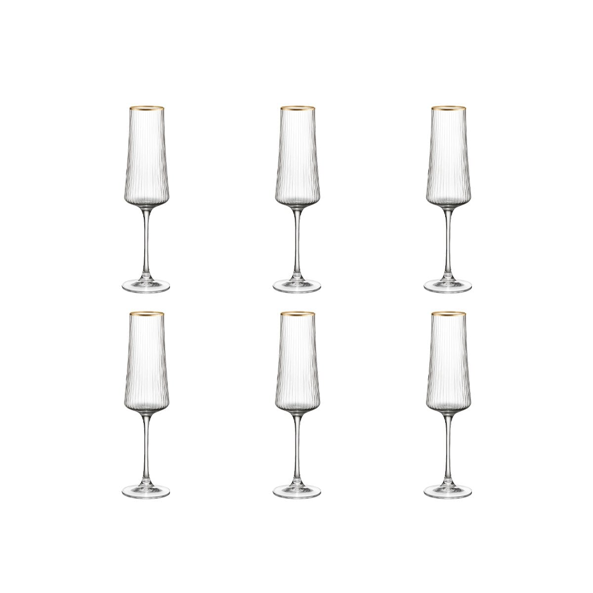 Champagnerflöten vergoldete Kante 210 ml - Los 6 - Pimis Living