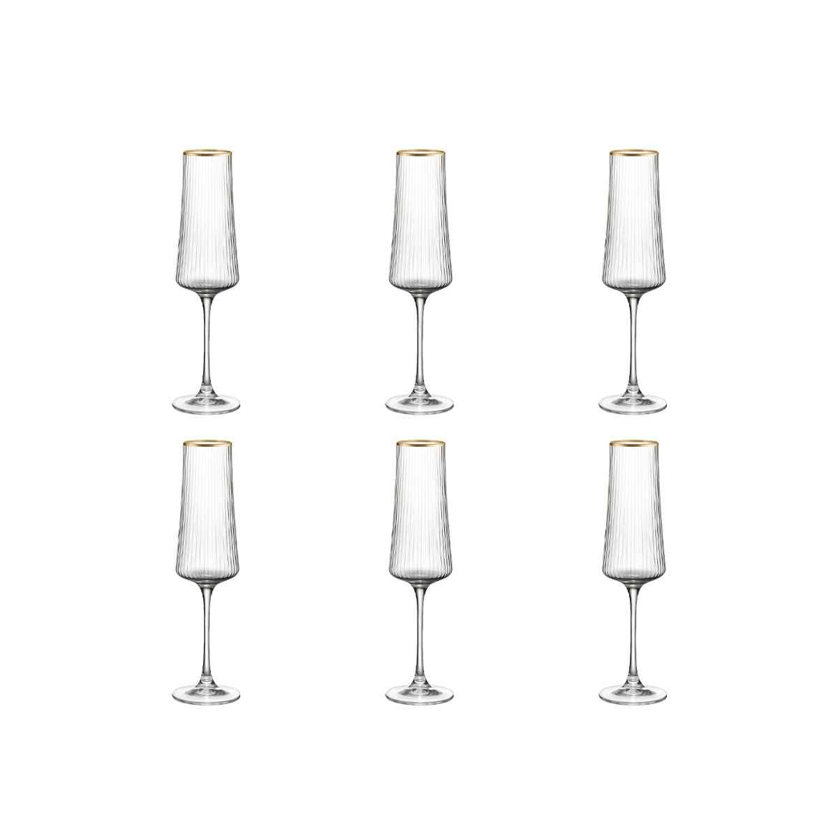 Champagnerflöten vergoldete Kante 210 ml - Los 6 AULICA