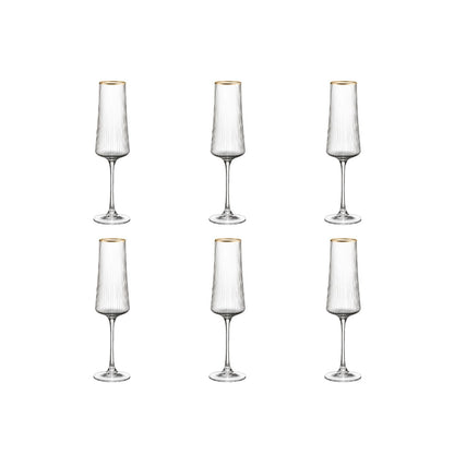Champagnerflöten vergoldete Kante 210 ml - Los 6 - Pimis Living