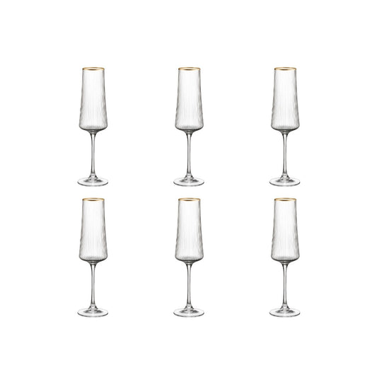 Champagnerflöten vergoldete Kante 210 ml - Los 6 - Pimis Living