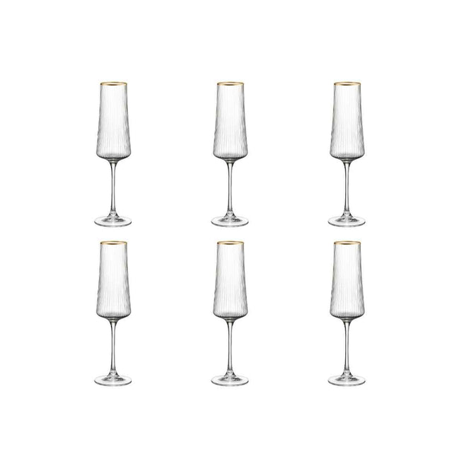 Champagnerflöten vergoldete Kante 210 ml - Los 6 AULICA