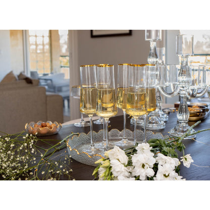 Champagnerflöten vergoldete Kante 210 ml - Los 6 - Pimis Living