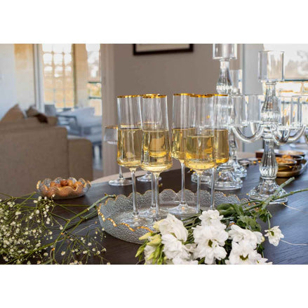 Champagnerflöten vergoldete Kante 210 ml - Los 6 AULICA