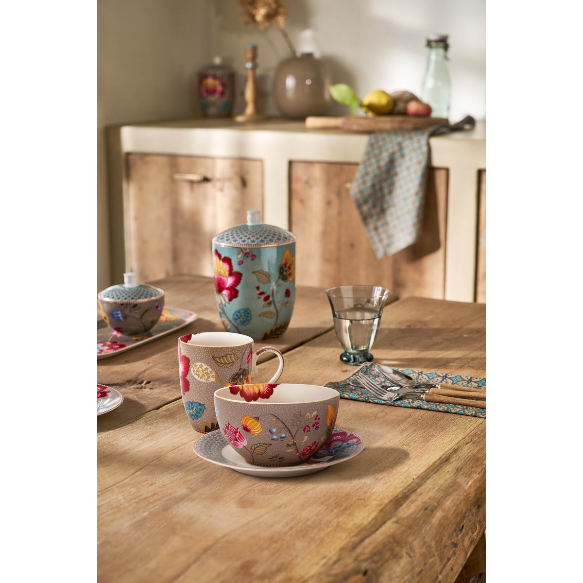 Set/3 Breakfast Set Blooming Tales Fantasy Khaki - Pimis Living