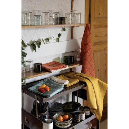 Karma Striped Tea Towel Ecru/Black 55 x 75