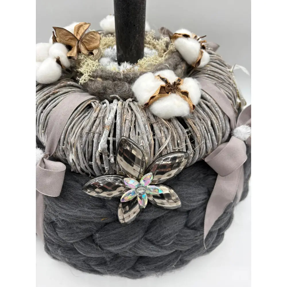Adventskranz Mega Wollkranz / Weide mit 1 Kerze