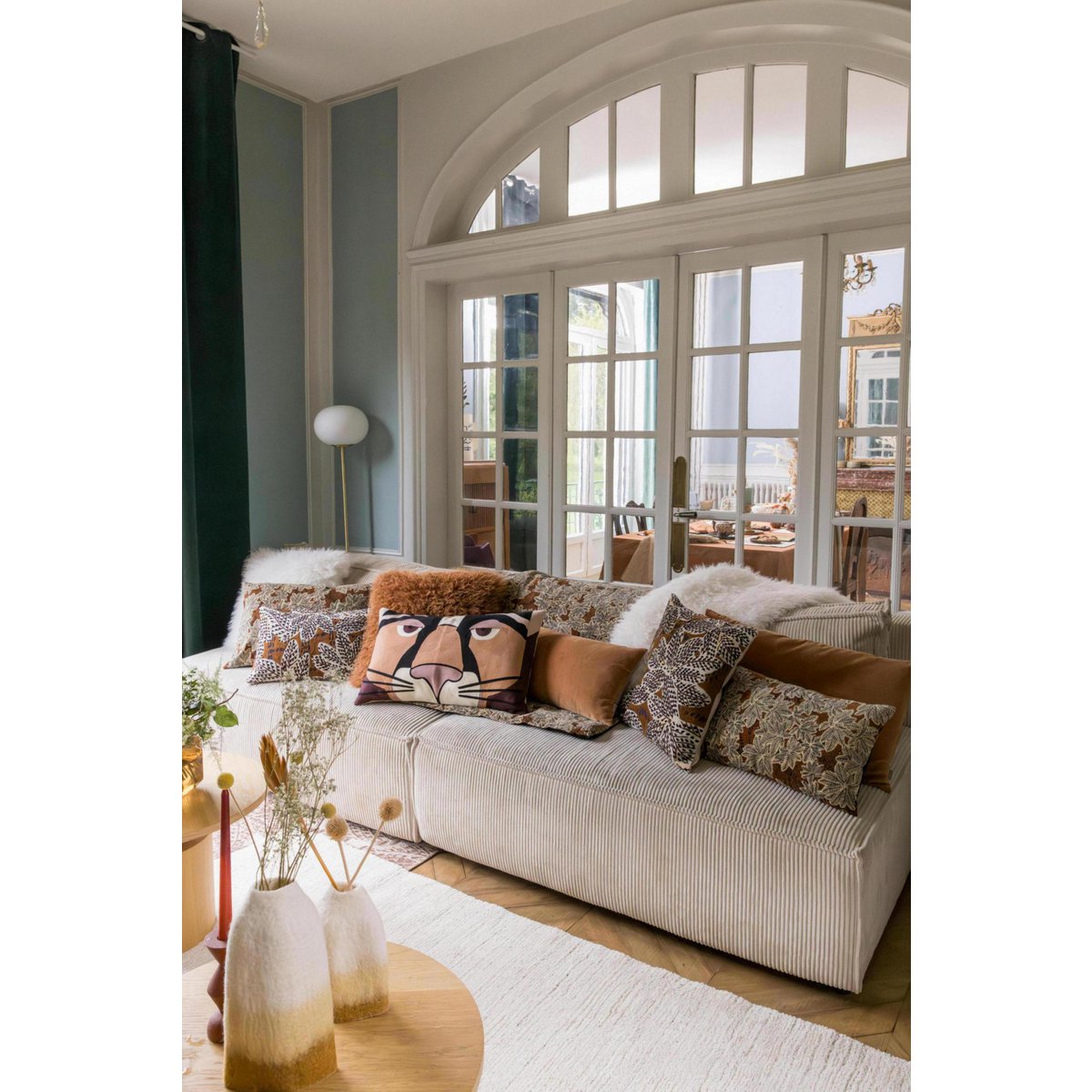 Einfarbiges Kissen Elise Rouille 30 x 50 - Pimis Living