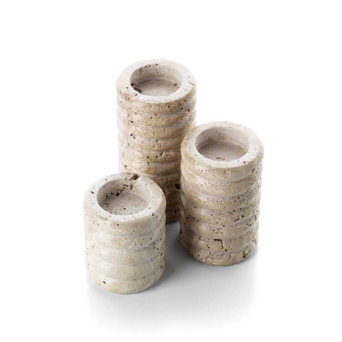 The Travertine Ripple T-Light Holder - Beige - M - Pimis Living