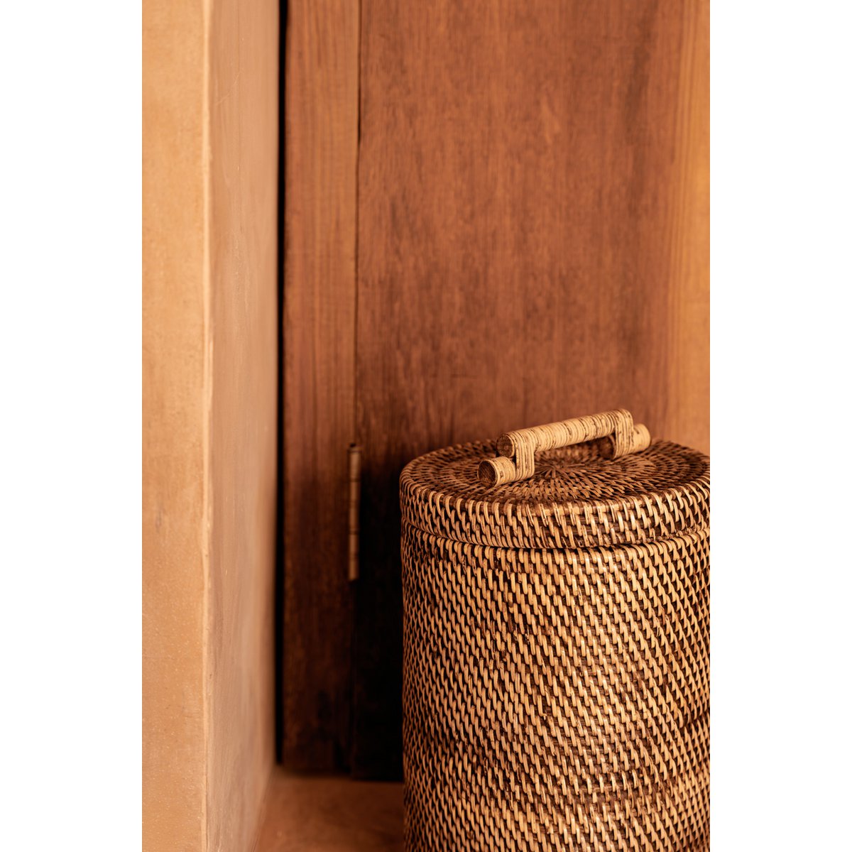 Der Rattan-Mülleimer hoch – Naturbraun - Pimis Living