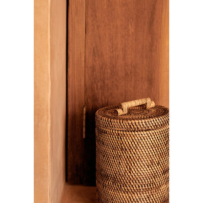 Der Rattan-Mülleimer hoch – Naturbraun - Pimis Living