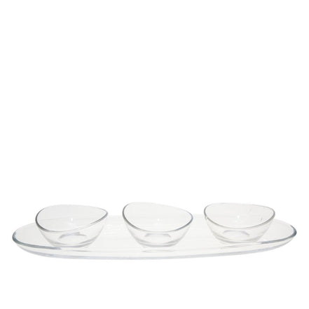 Aperitif -Set von 3 Tassen auf transparentem Plateau 50 cm AULICA