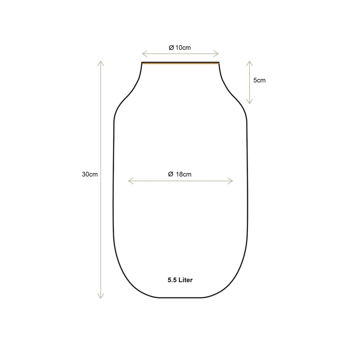 Vase Metal Oval Yellow 30cm