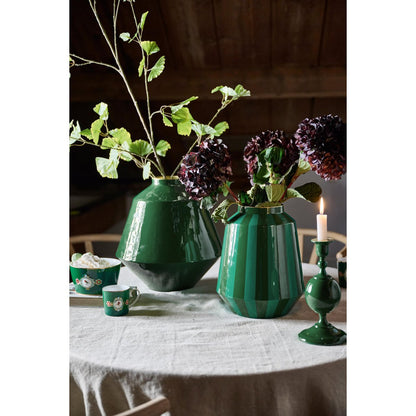 Vase Metal Stripes Green 24x29cm - Pimis Living