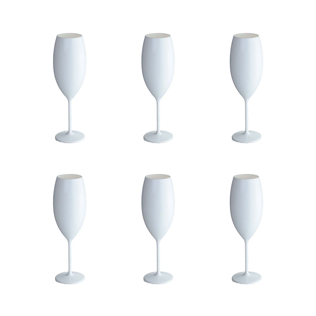 Weiße Champagnerflöten in 210 ml Acryl - Los 6 AULICA